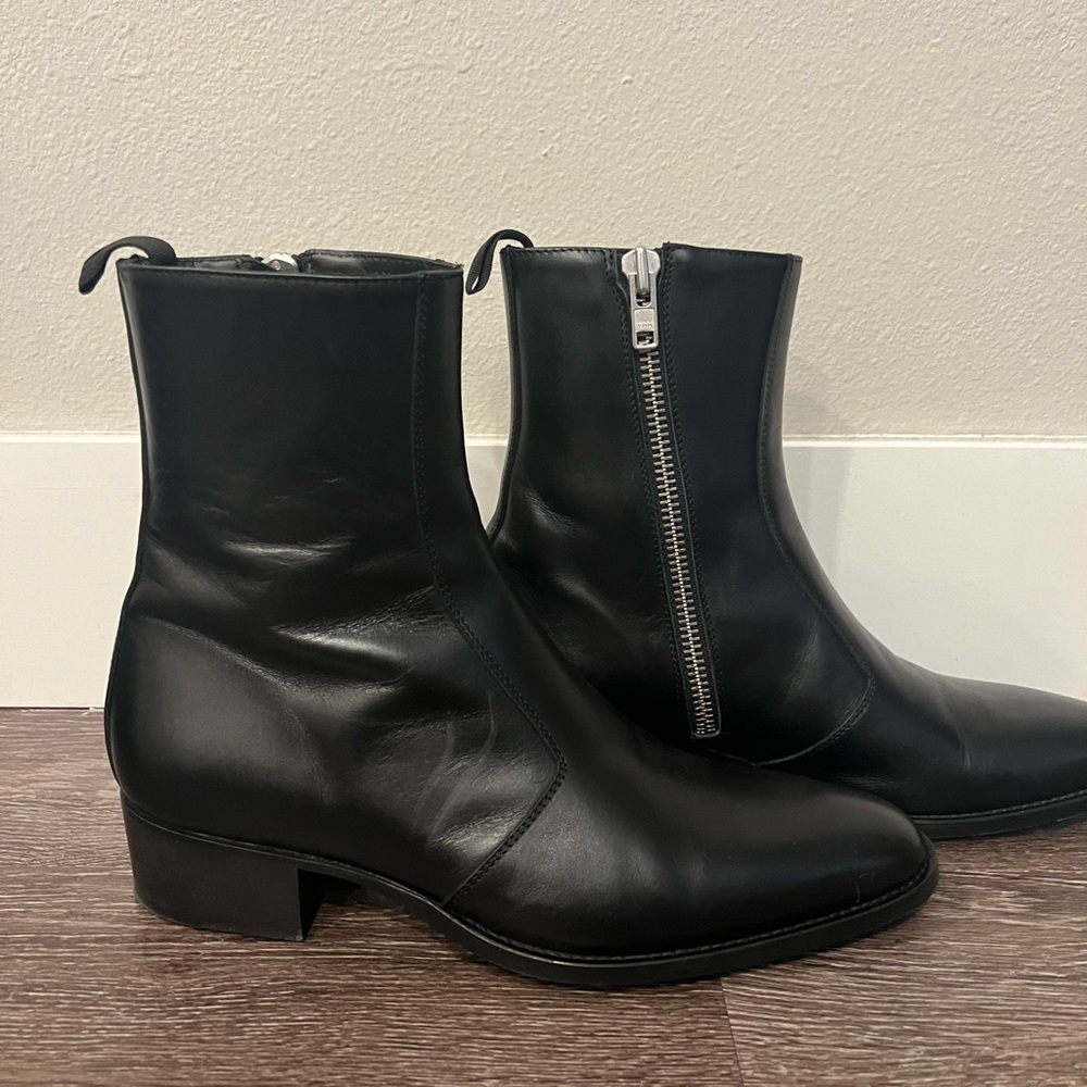 Luca 40mm Side Zip Boot - Black Leather